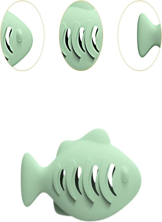 VALUEVIBES فرشاة أسنان ولعبة تسنين للقطط على شكل سمكة من السيليكون من فاليو فايبز - لعبة للقطط وموزع طعام للقطط المنزلية (أخضر) - Image 3